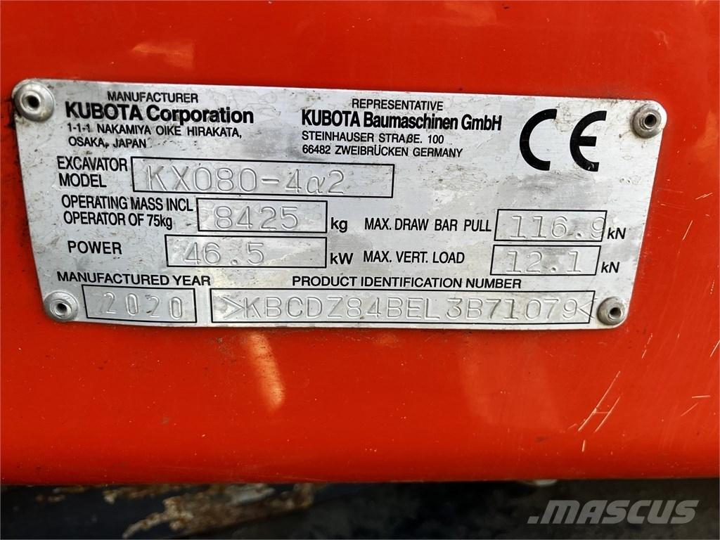 Kubota KX 080-4 A2 Közepes (midi) kotrók 7 t - 12 t