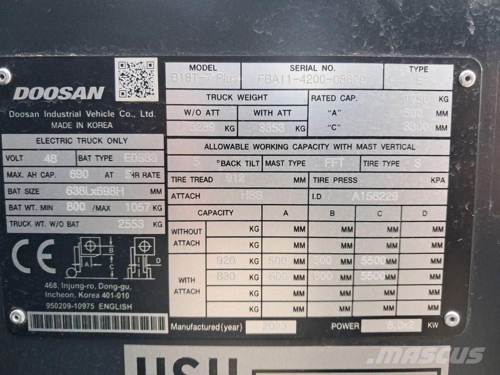 Doosan B18T-7 PLUS Elektromos targoncák