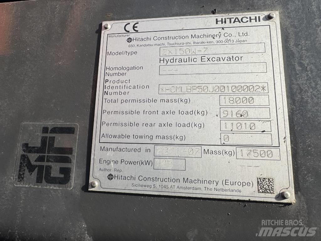 Hitachi ZX 150 W-7 Gumikerekes kotrók