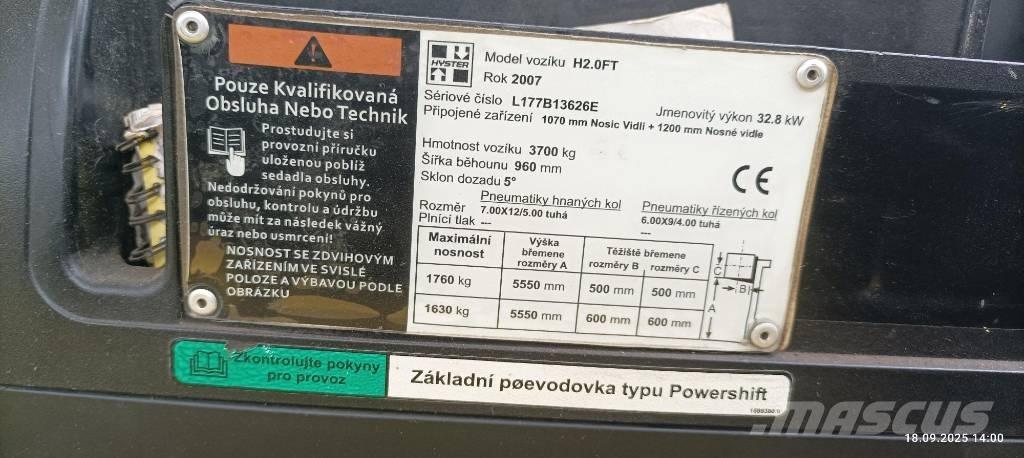 Hyster H2.0FT Gázüzemű targoncák