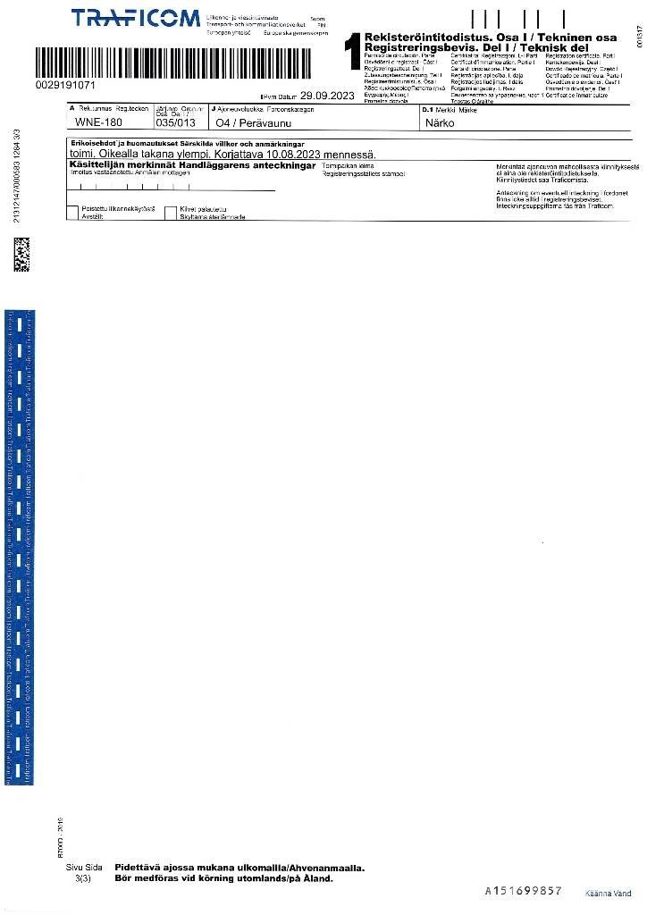 Närko D52B13N61 TPV Dobozos pótkocsik