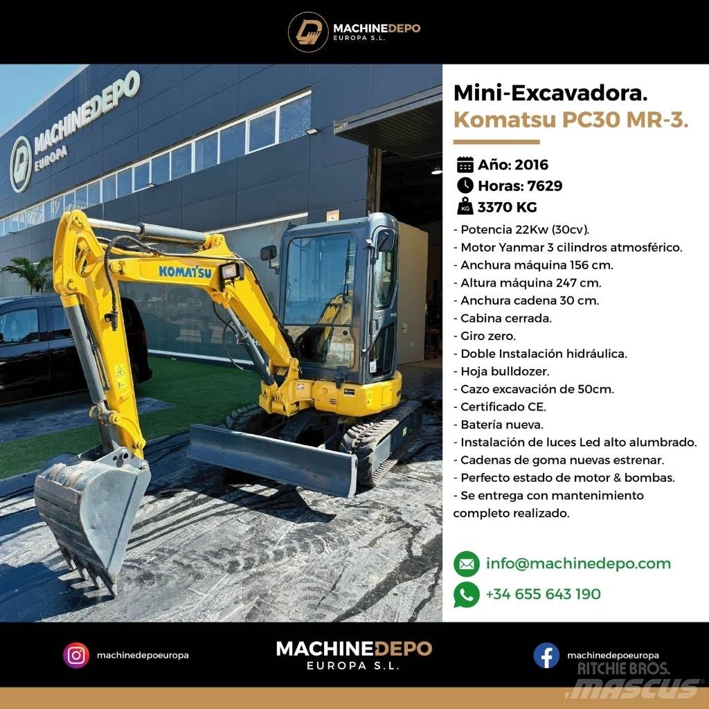 Komatsu PC 30 MR-3 Mini kotrók < 7t