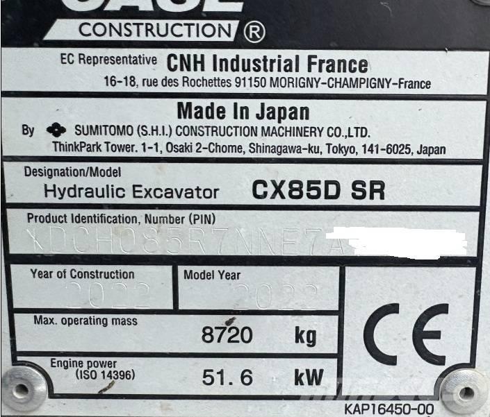 CASE CX 85 D SR Közepes (midi) kotrók 7 t - 12 t