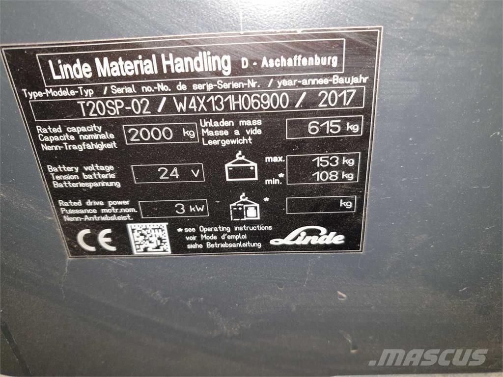 Linde T20SP ION Elektromos gyalogkíséretű targoncák