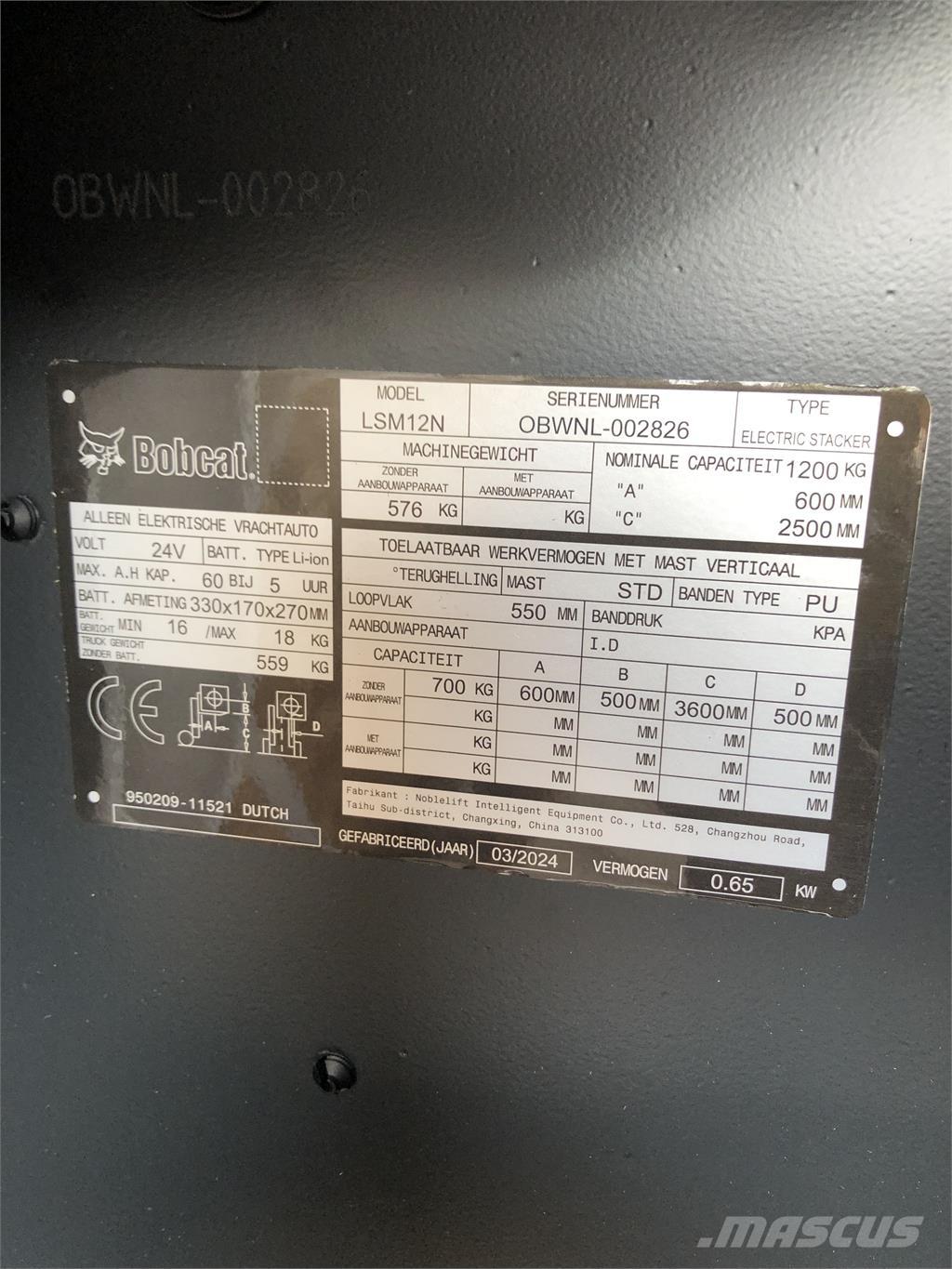 Bobcat LSM12N Elektromos gyalogkíséretű targoncák