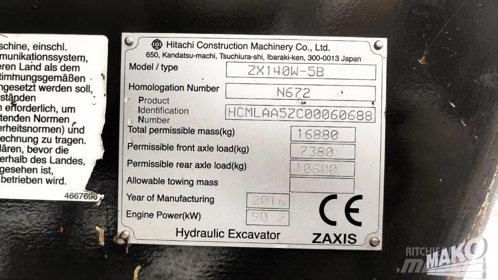 Hitachi ZX 140 W-5 Gumikerekes kotrók