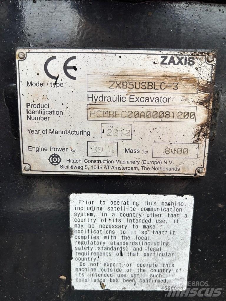 Hitachi Zaxis 85 USB Közepes (midi) kotrók 7 t - 12 t