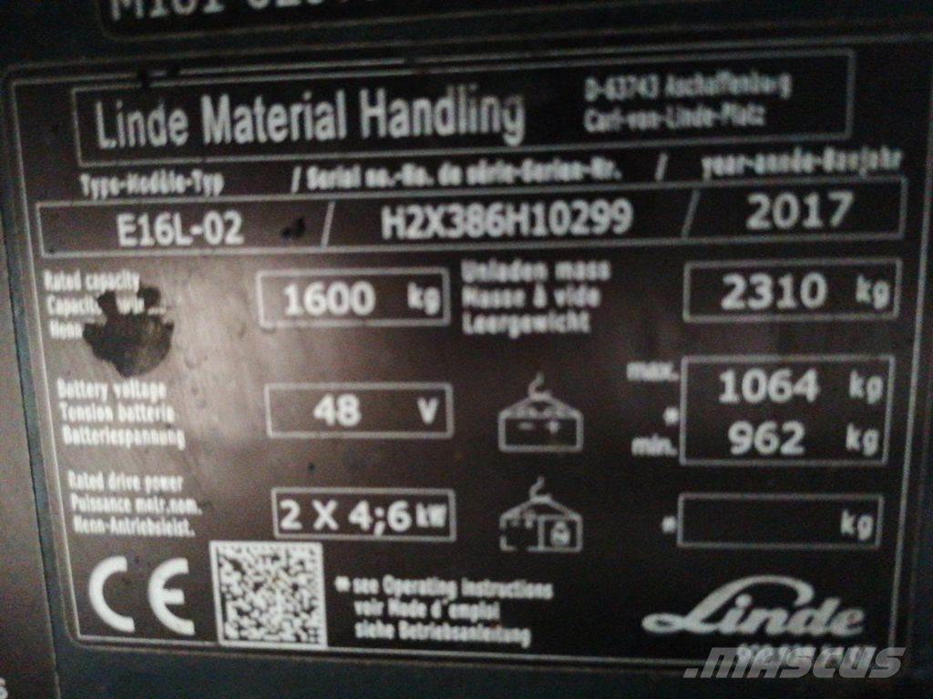 Linde E16L-02 Elektromos targoncák