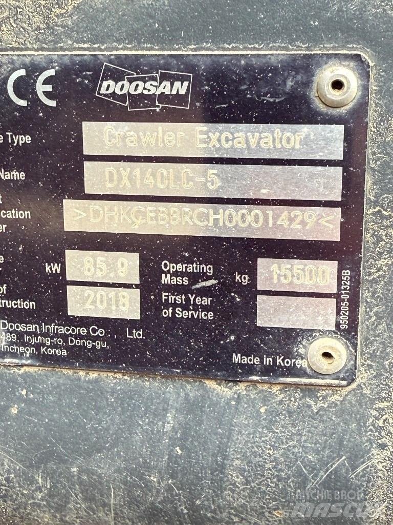 Doosan DX 140 LC Lánctalpas kotrók