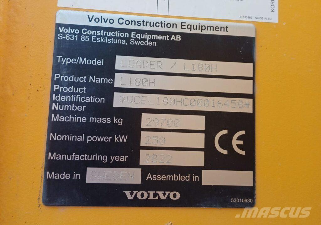Volvo L180H Gumikerekes homlokrakodók