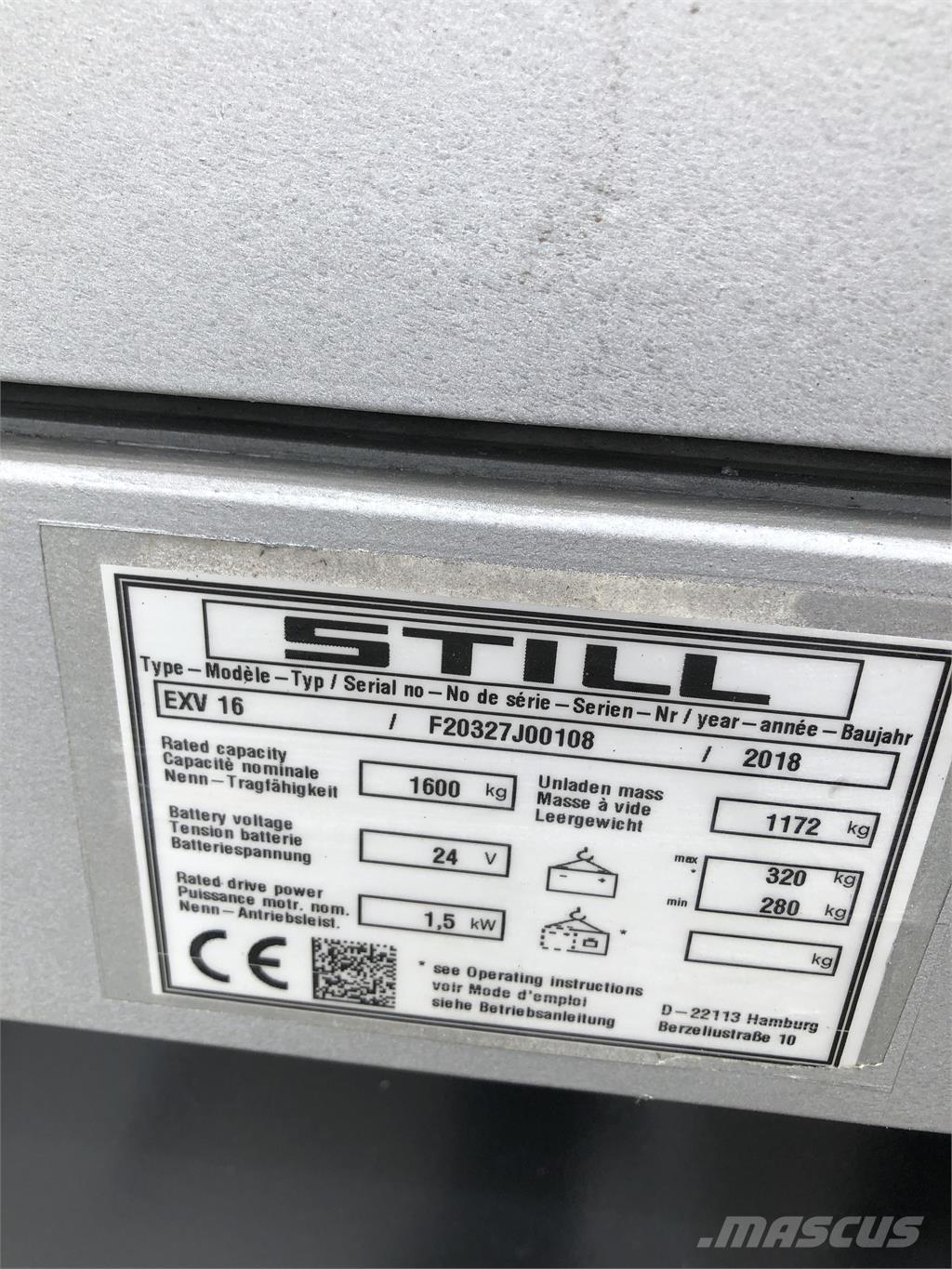 Still EXV 16 Elektromos gyalogkíséretű targoncák