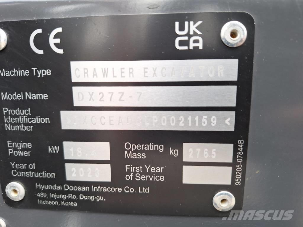 Develon DX 27 Z-7 Mini kotrók < 7t