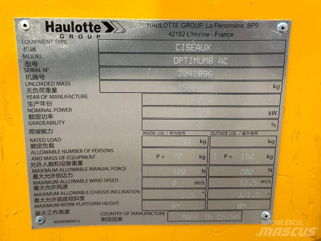 Haulotte OPTIMUM 8 Ollós emelők