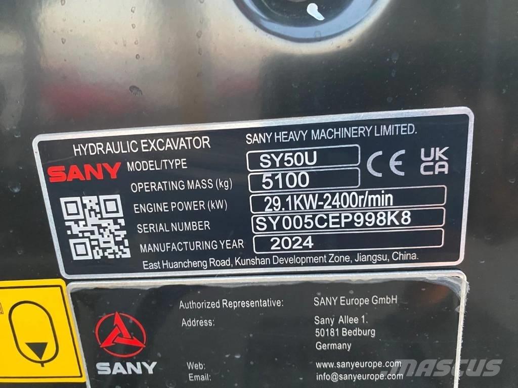 Sany SY 50 U Mini kotrók < 7t