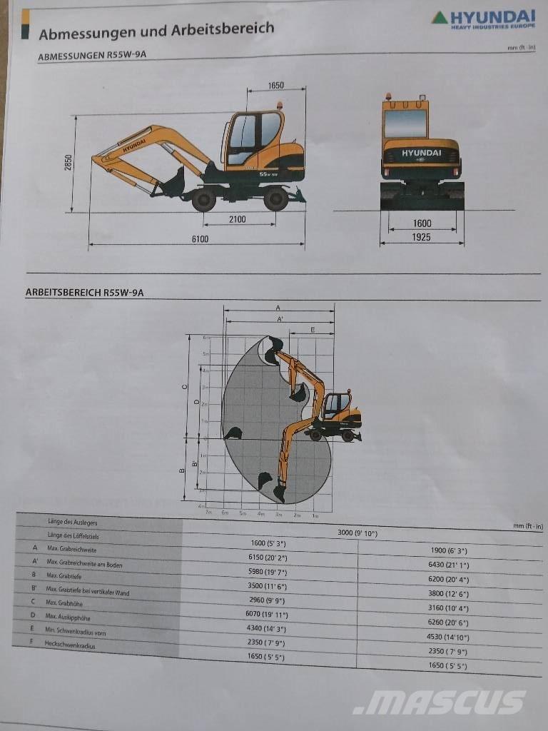 Hyundai 55W-9 Gumikerekes kotrók