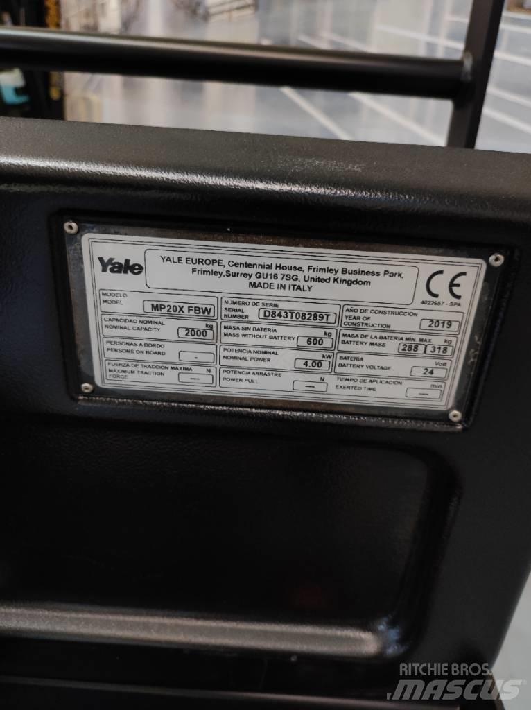Yale MP20X Vezetőállásos alacsony emelőkocsi
