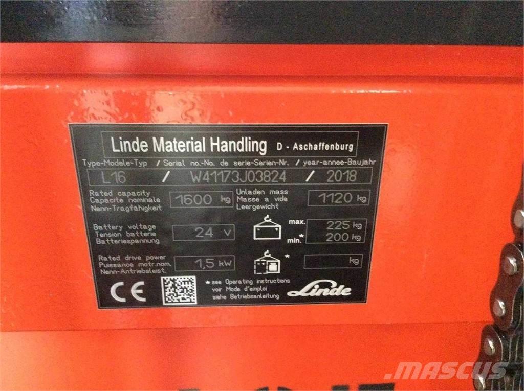 Linde L16 Elektromos gyalogkíséretű targoncák