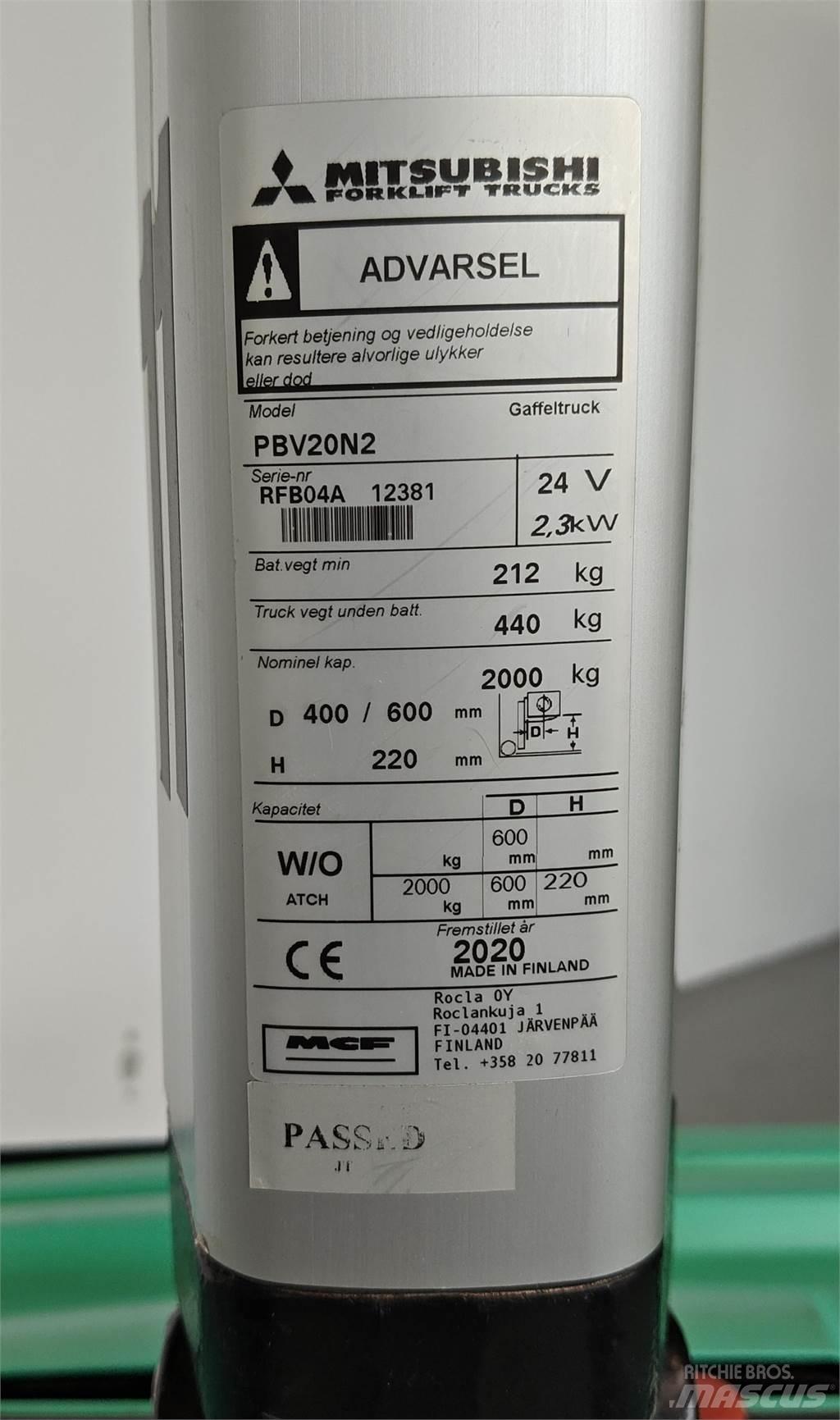 Mitsubishi PBV20N2 Targoncák-Egyéb