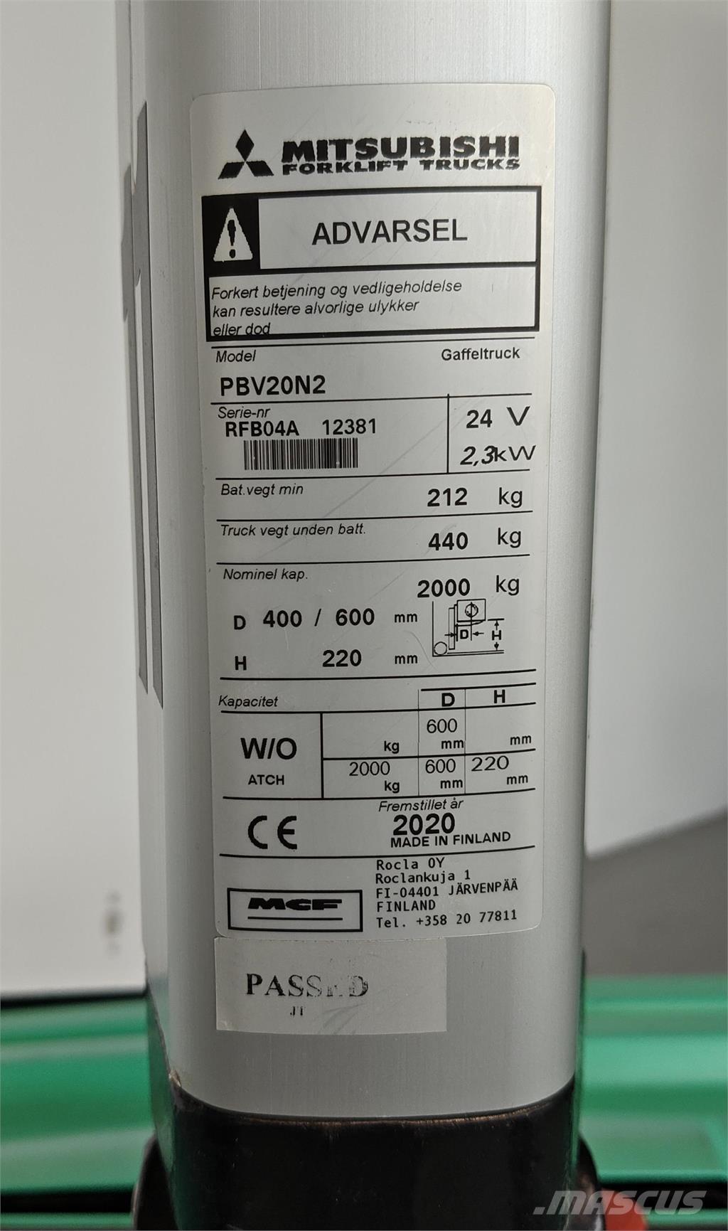 Mitsubishi PBV20N2 Platós targonca