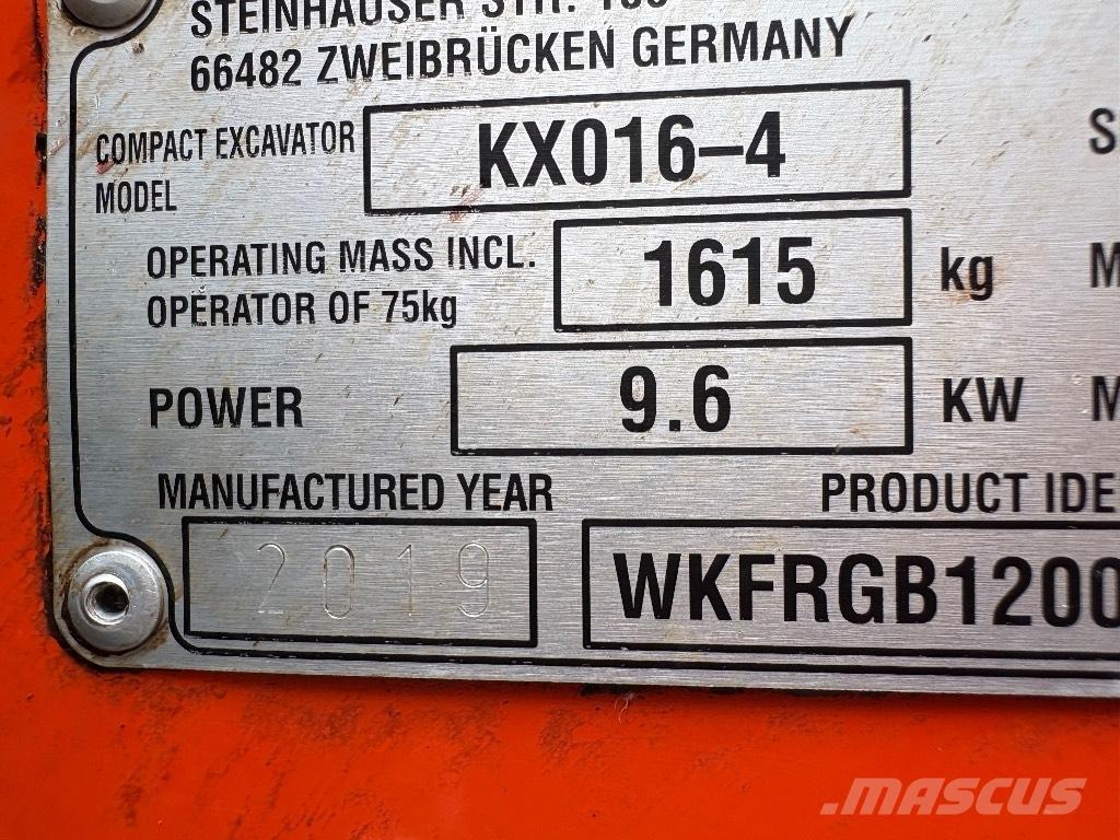 Kubota KX 016-4 Mini kotrók < 7t