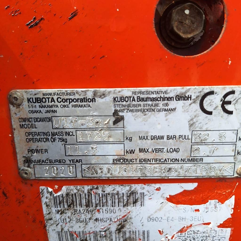 Kubota U 17-3 Mini kotrók < 7t