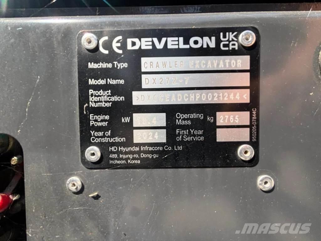 Doosan DX27Z-7 Mini kotrók < 7t