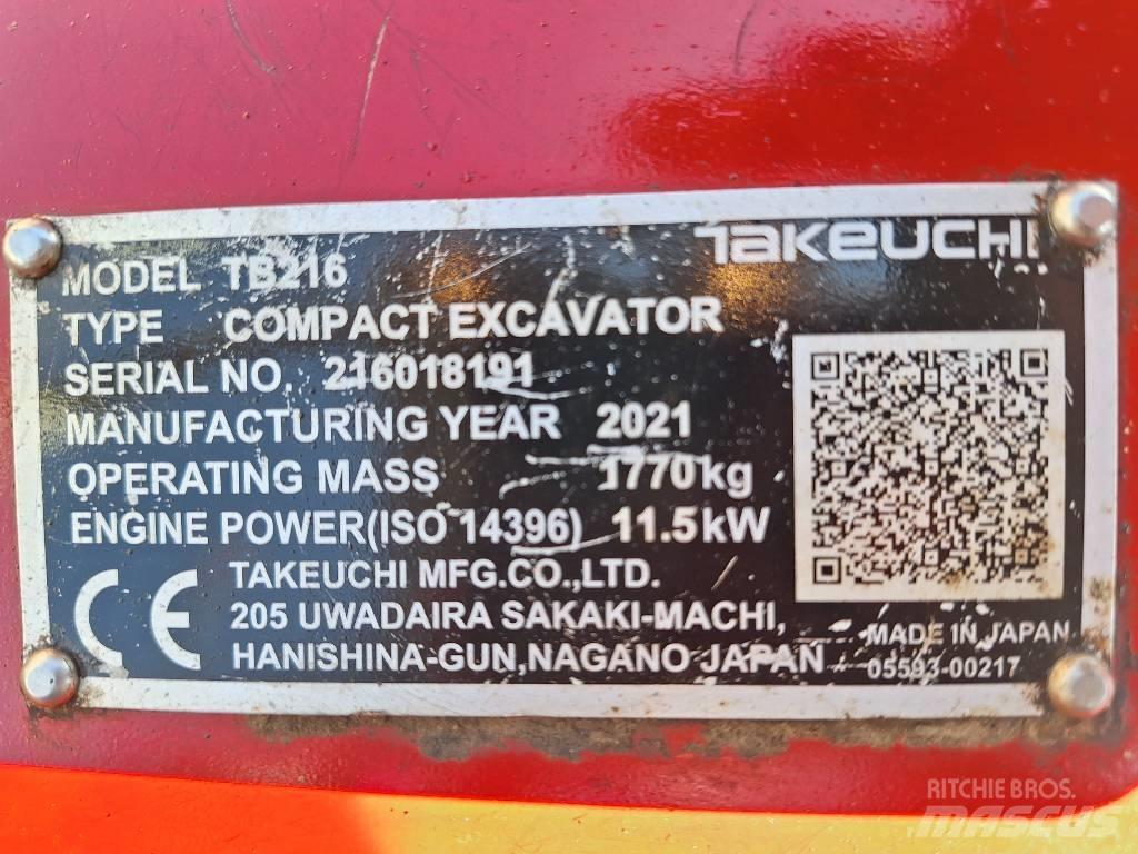 Takeuchi TB 216 Mini kotrók < 7t