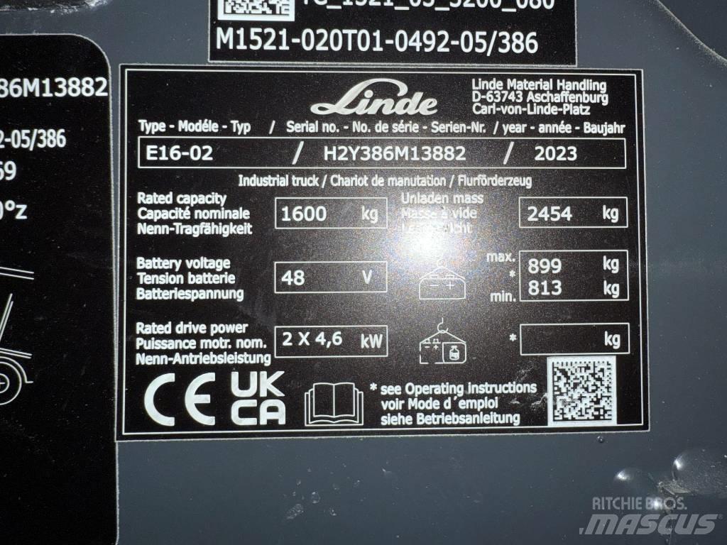 Linde E16/386-02 Elektromos targoncák