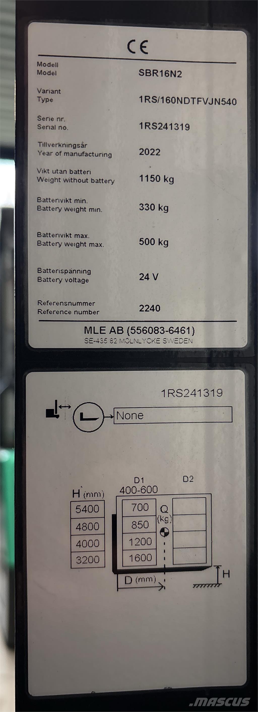 Mitsubishi SBR16N2 Elektromos gyalogkíséretű targoncák