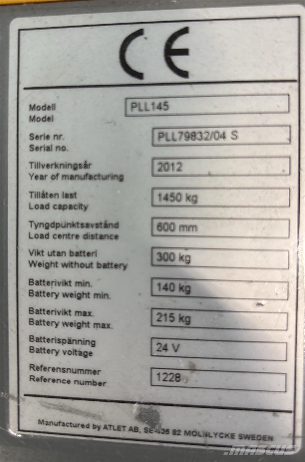 Atlet PLL145 Gyalogkíséretű targonca