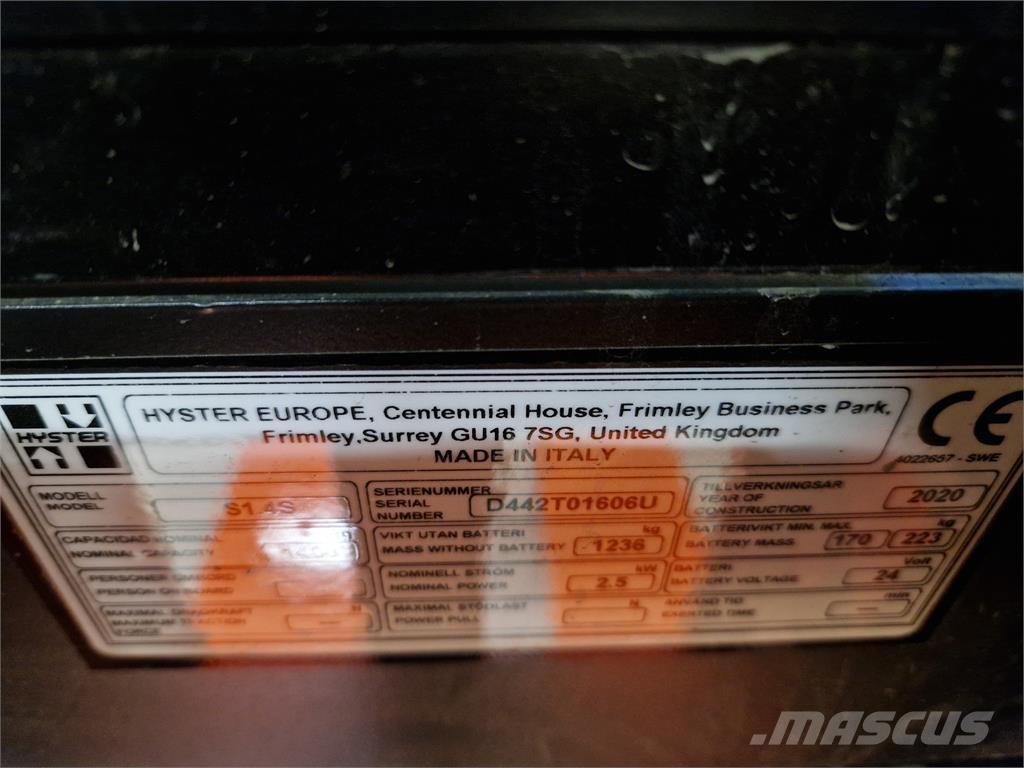 Hyster S1.4S IL Elektromos gyalogkíséretű targoncák