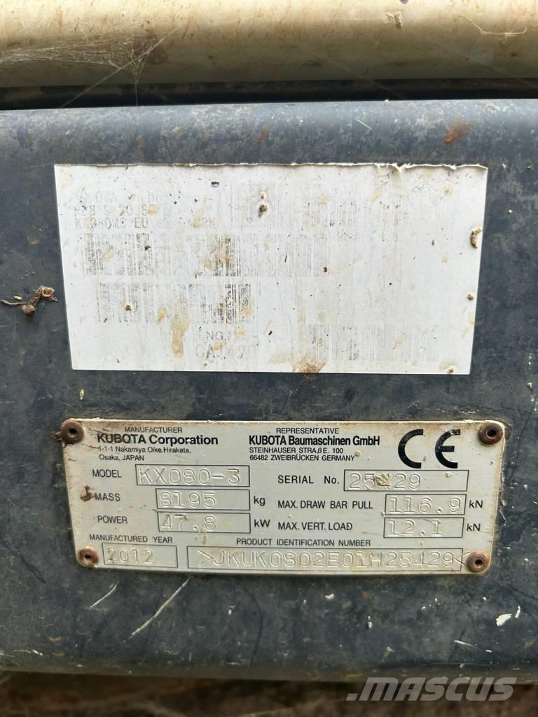 Kubota KX 080-3 Közepes (midi) kotrók 7 t - 12 t