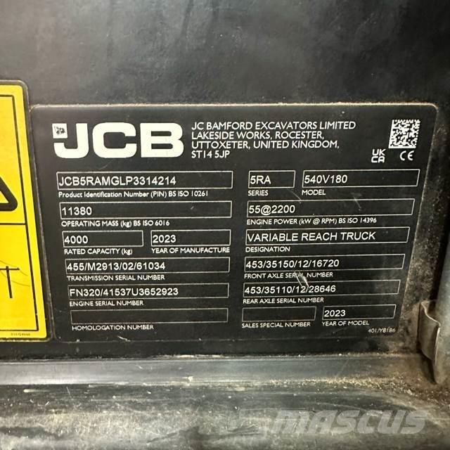 JCB 540-180 Teleszkópos rakodók