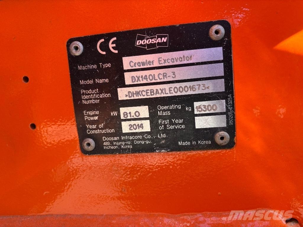 Doosan DX 140 LCR-3 Lánctalpas kotrók