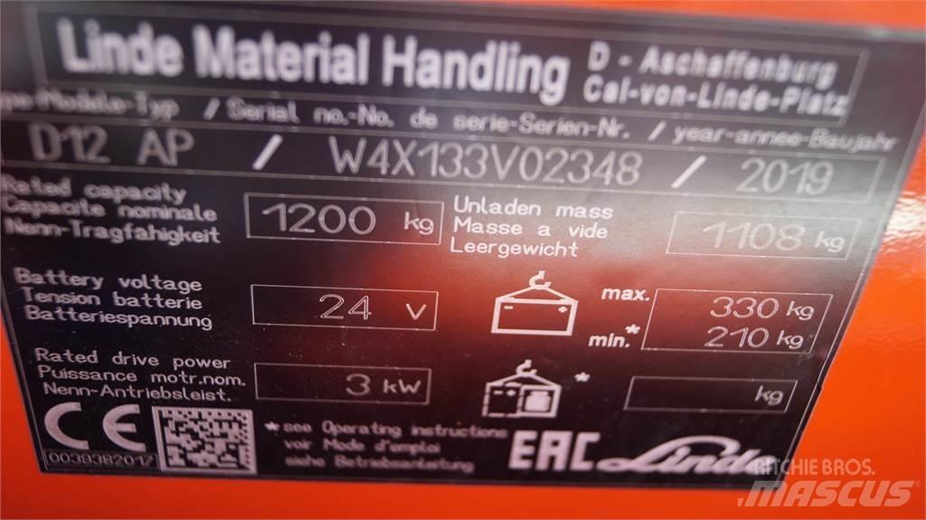 Linde D12AP Gyalogkíséretű targonca