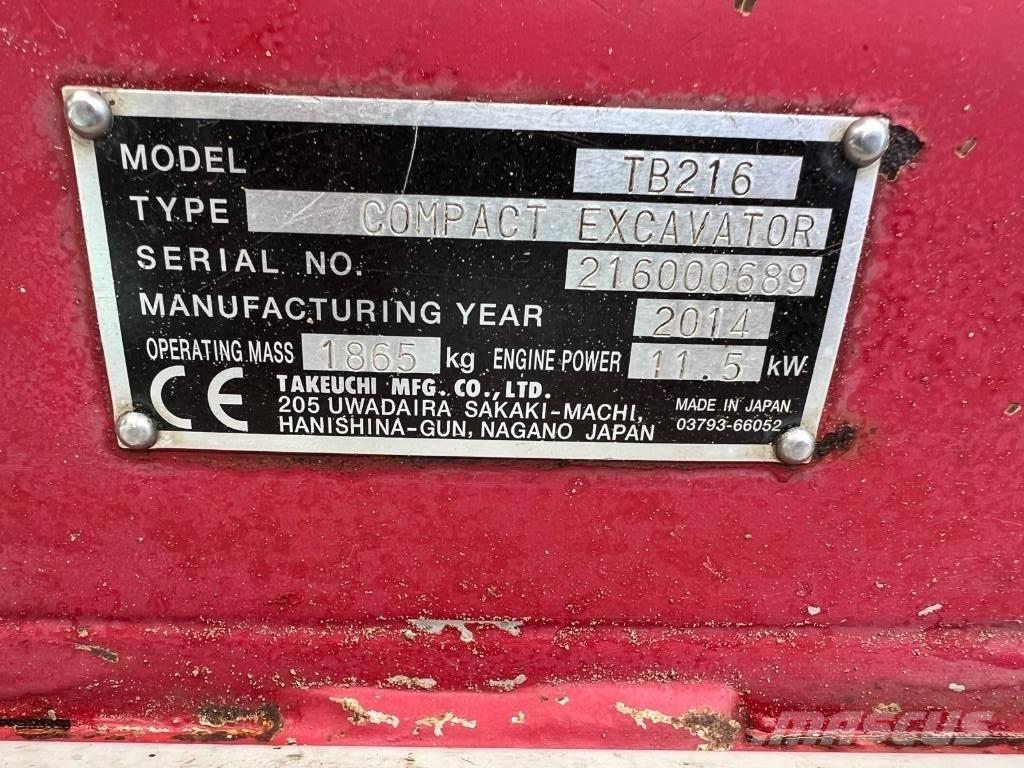 Takeuchi TB 216 Mini kotrók < 7t