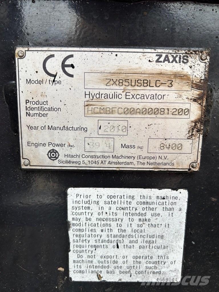 Hitachi Zaxis 85 USB Közepes (midi) kotrók 7 t - 12 t