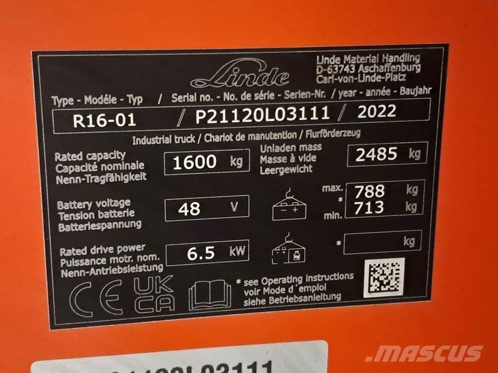 Linde R16-01 Tolóoszlopos targonca