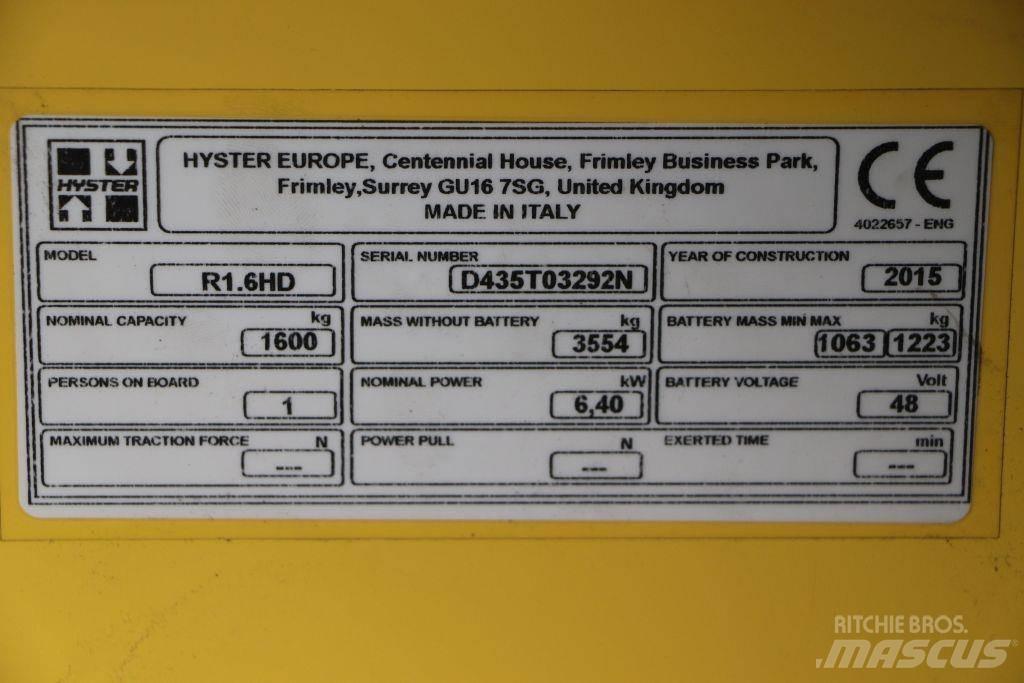 Hyster R 1.6 Elektromos targoncák