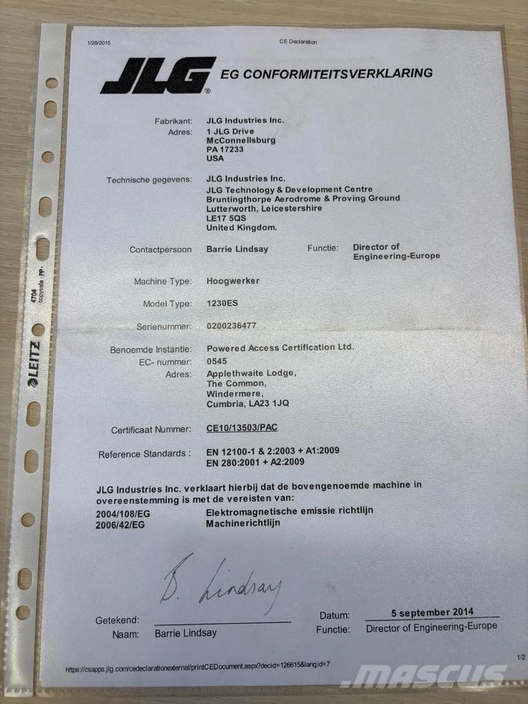 JLG 1230ES Ollós emelők