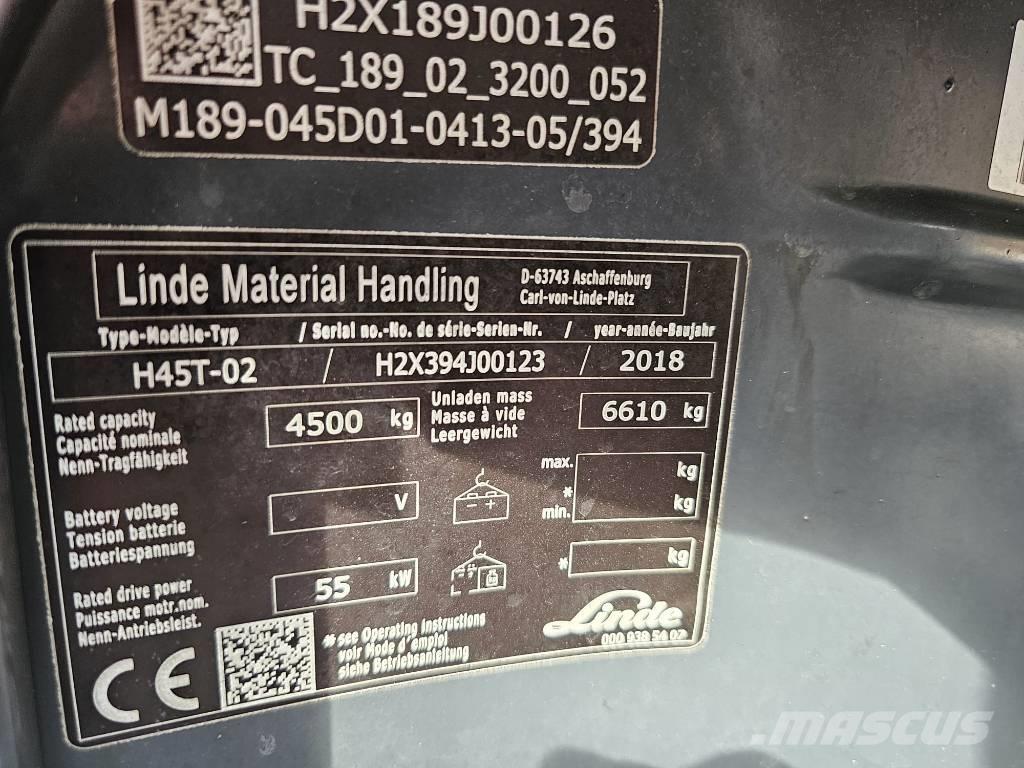 Linde H45T-02 Gázüzemű targoncák