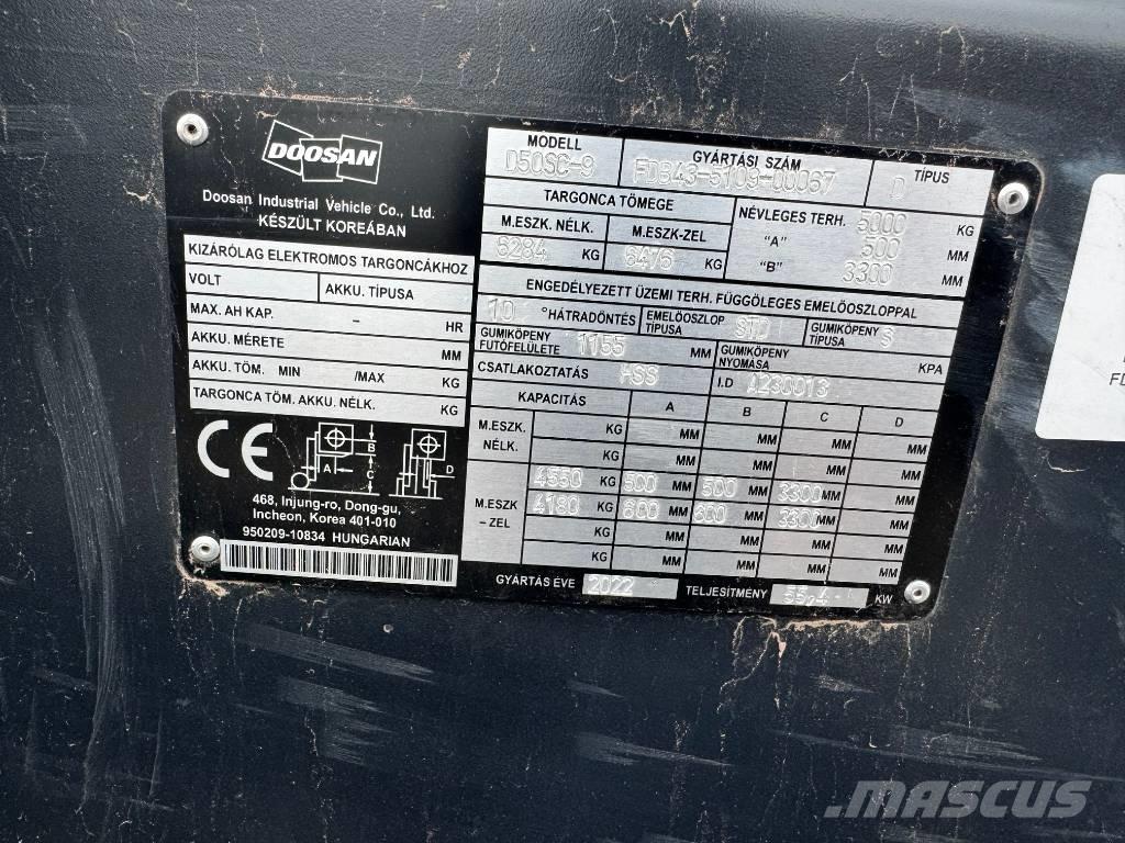 Doosan D 50,  130üó!!! 5t Dízel targoncák