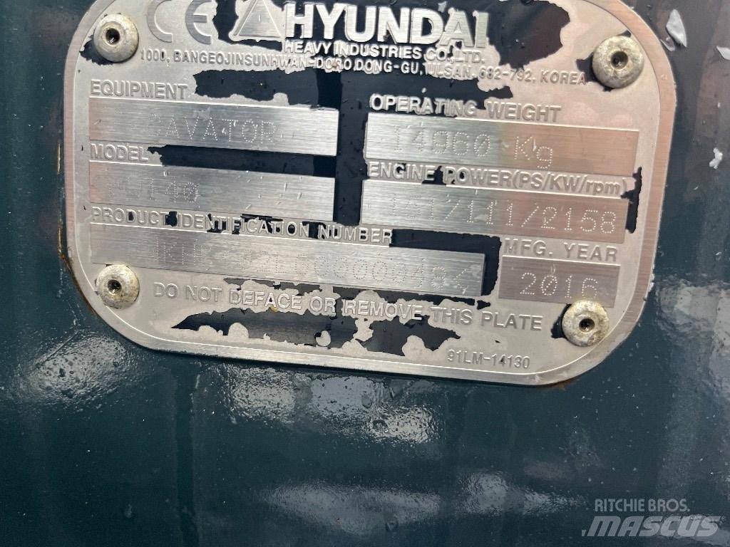 Hyundai HW140 Gumikerekes kotrók