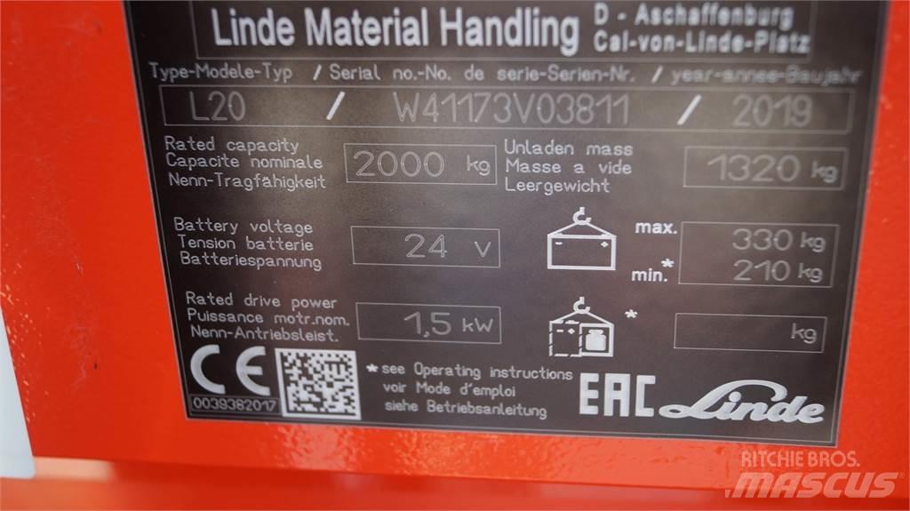 Linde L20i Gyalogkíséretű targonca
