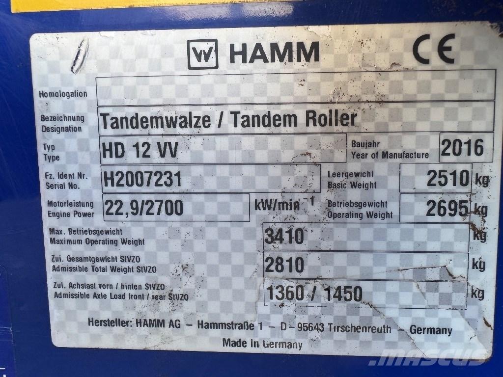 Hamm HD 12 VV Ikerdobos hengerek