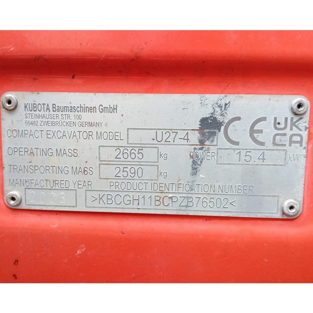 Kubota U 27-4 Mini kotrók < 7t