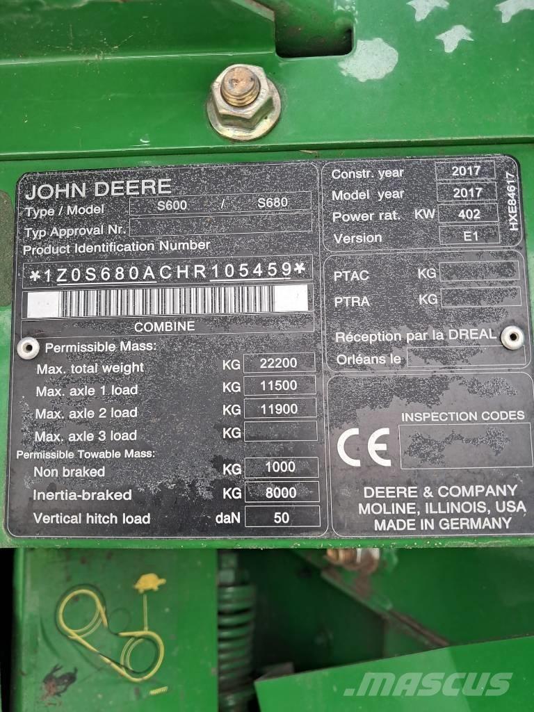 John Deere S 680 i Kombájnok