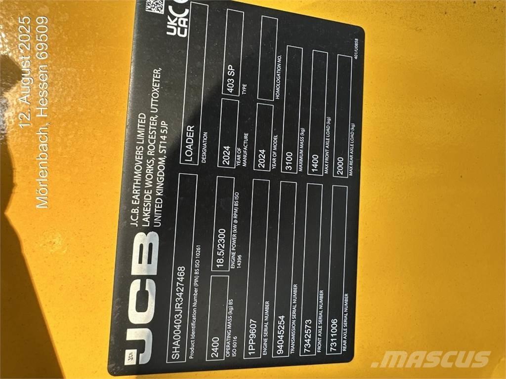 JCB 403 Gumikerekes homlokrakodók