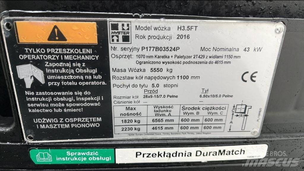 Hyster H 3.5 FT Gázüzemű targoncák