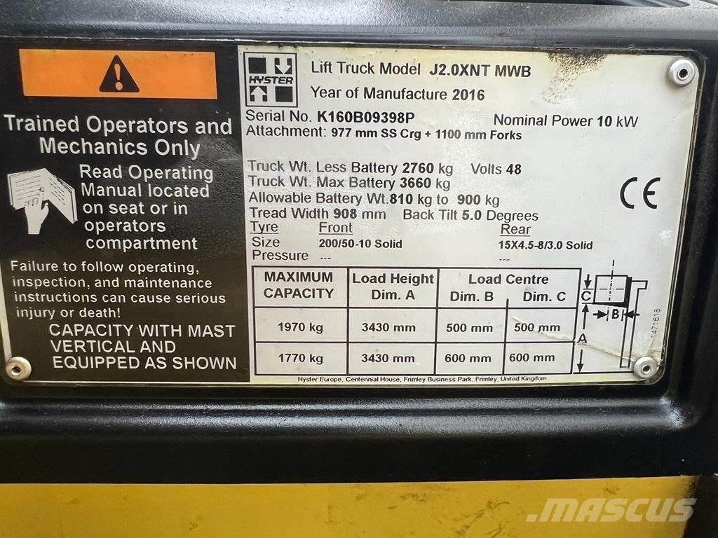 Hyster J 2.0 XNT Elektromos targoncák